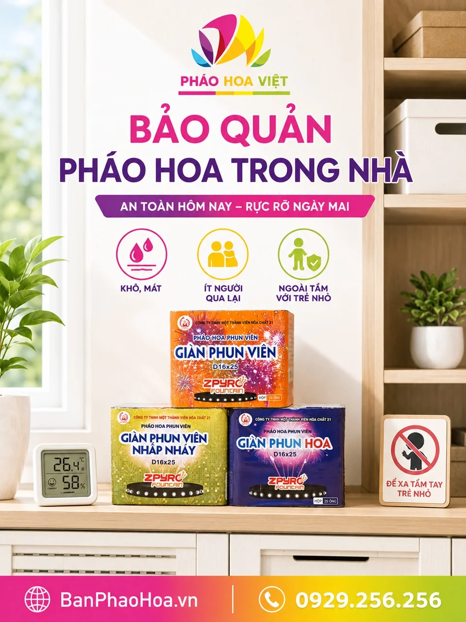 cách bảo quản pháo hoa Z121 trong nhà trước ngày dùng