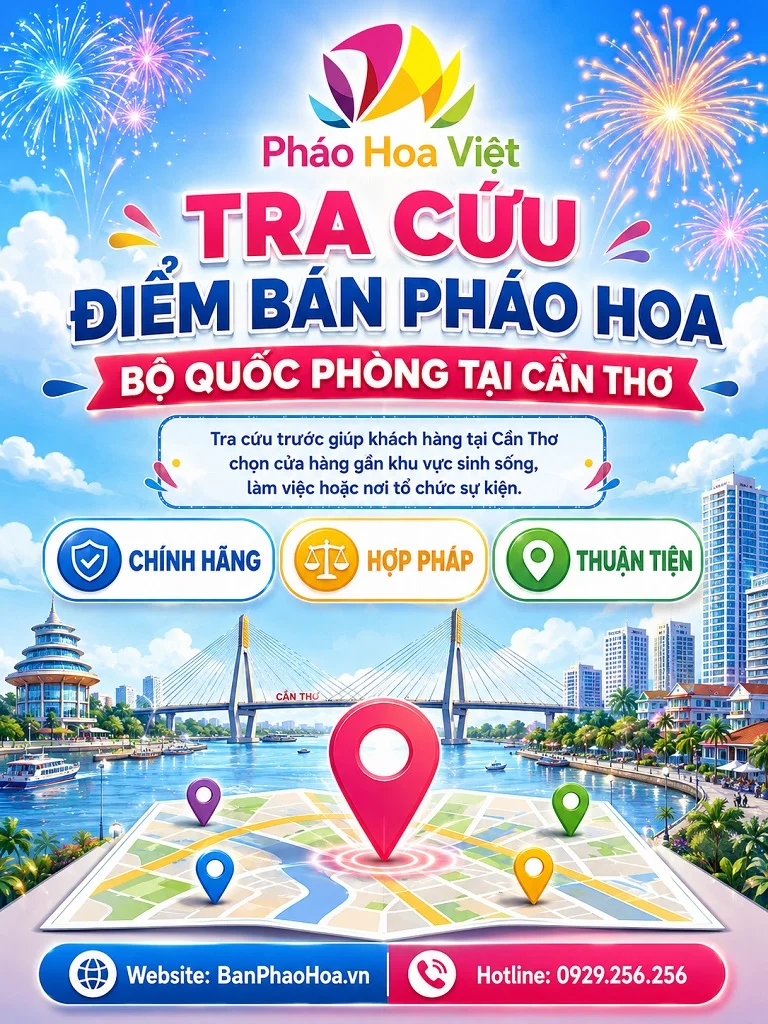 Tra cứu điểm bán pháo hoa Bộ Quốc Phòng tại Cần Thơ