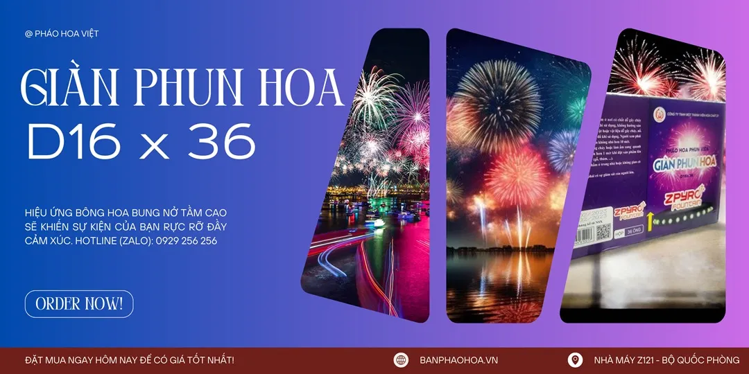 Banner Giàn Phun Hoa 36 Ống 2025 Z121 – mẫu pháo hoa bung nở đón Tết 2026