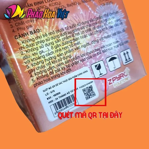 Tem mã QR kiểm tra pháo hoa Z121 chính hãng
