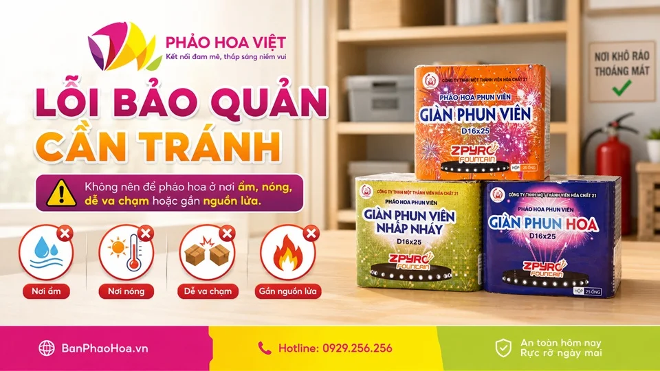 các lỗi cần tránh khi bảo quản pháo hoa Z121 trong nhà