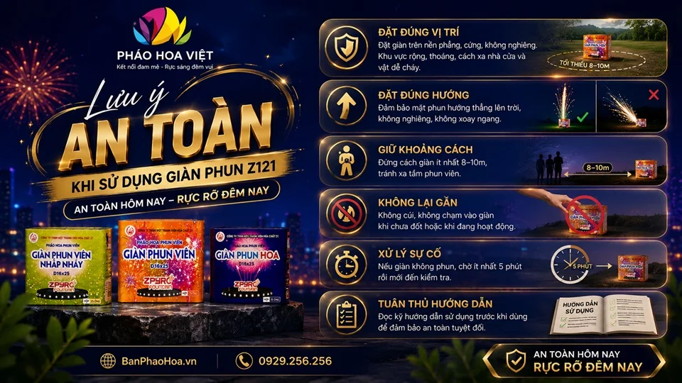 lưu ý an toàn khi dùng giàn phun viên nhấp nháy và phun hoa Z121 ngoài trời