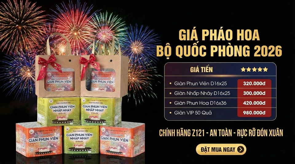 Bảng giá pháo hoa Bộ Quốc Phòng 2026 - Z121
