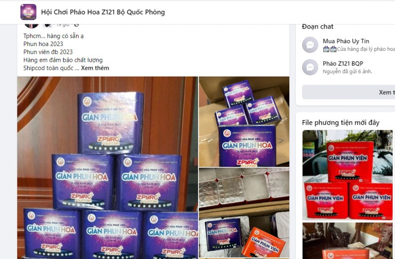 Pháo hoa BQP được bán tràn lan trên mạng xã hội tiềm ẩn nguy cơ hàng giả