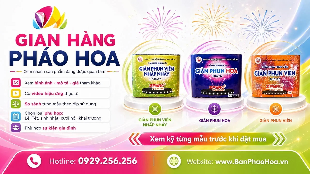 Gian Hàng Pháo Hoa với các sản phẩm pháo hoa hợp pháp được phép sử dụng