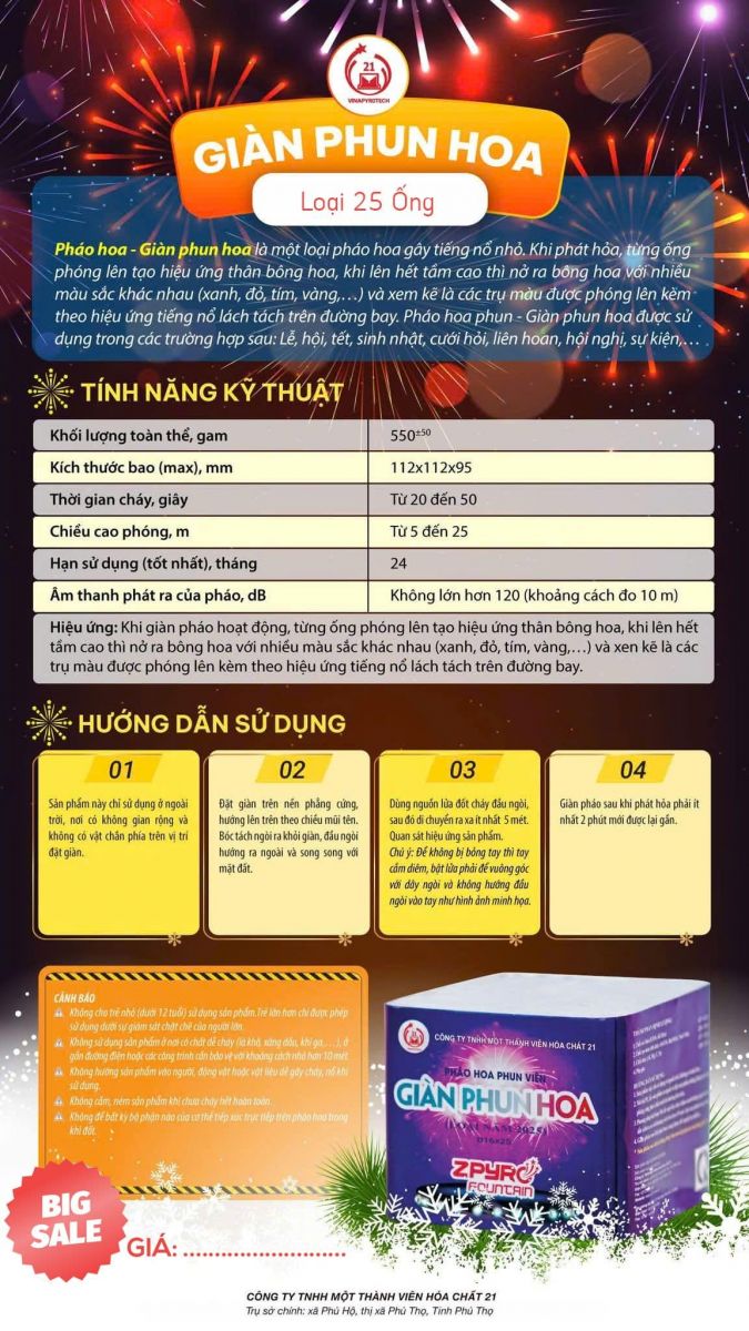 Giàn phun hoa 25 ống