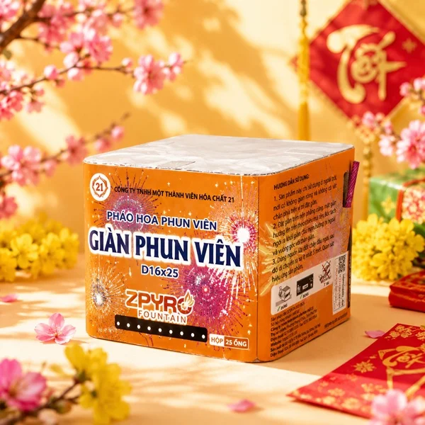 Giàn Phun Viên D16x25 loại mới năm 2026 – góc chụp hộp