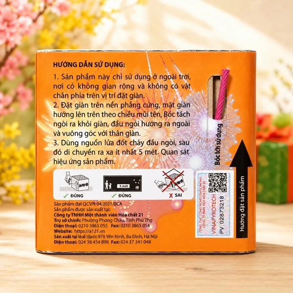 Hiệu ứng minh họa Giàn Phun Viên 25 ống nhiều màu
