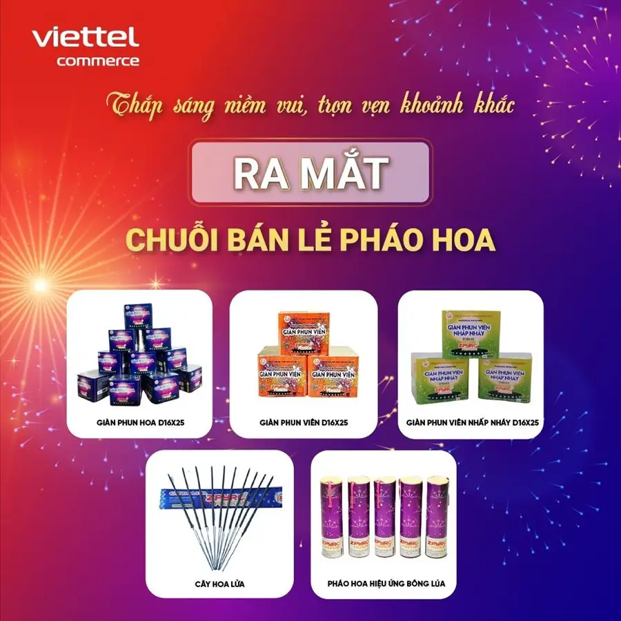 Sản phẩm pháo hoa Z121 được Viettel phân phối dịp Tết 2026