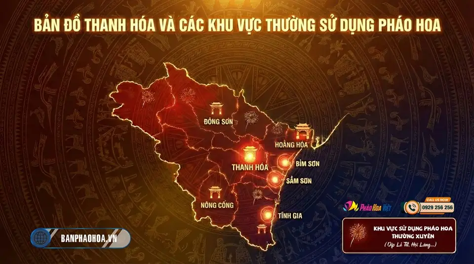 Bản đồ Thanh Hóa và các khu vực thường sử dụng pháo hoa