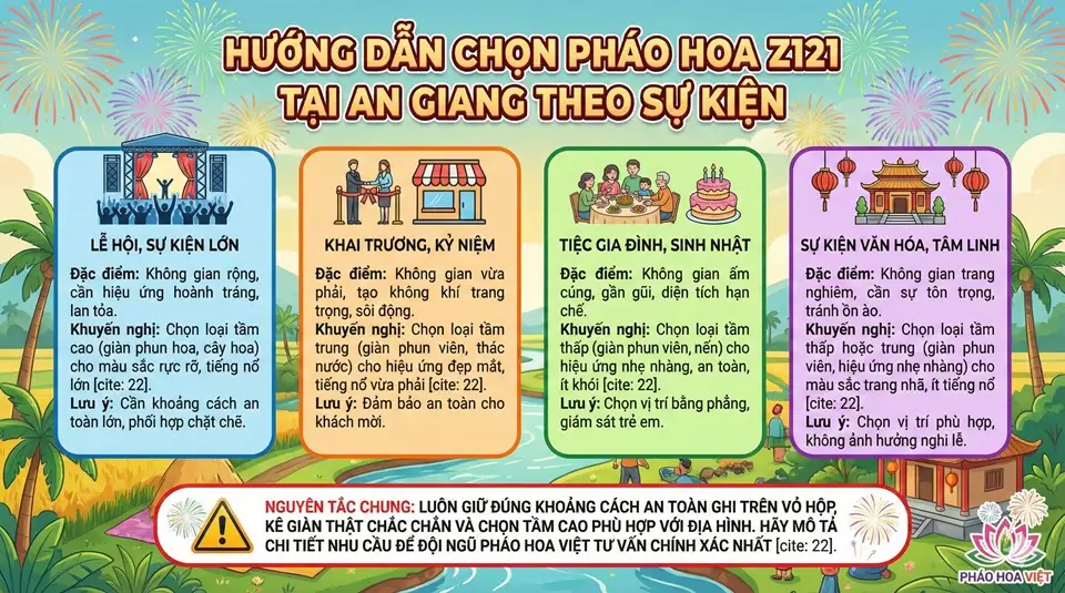 Hướng dẫn lựa chọn pháo hoa theo sự kiện tại An Giang
