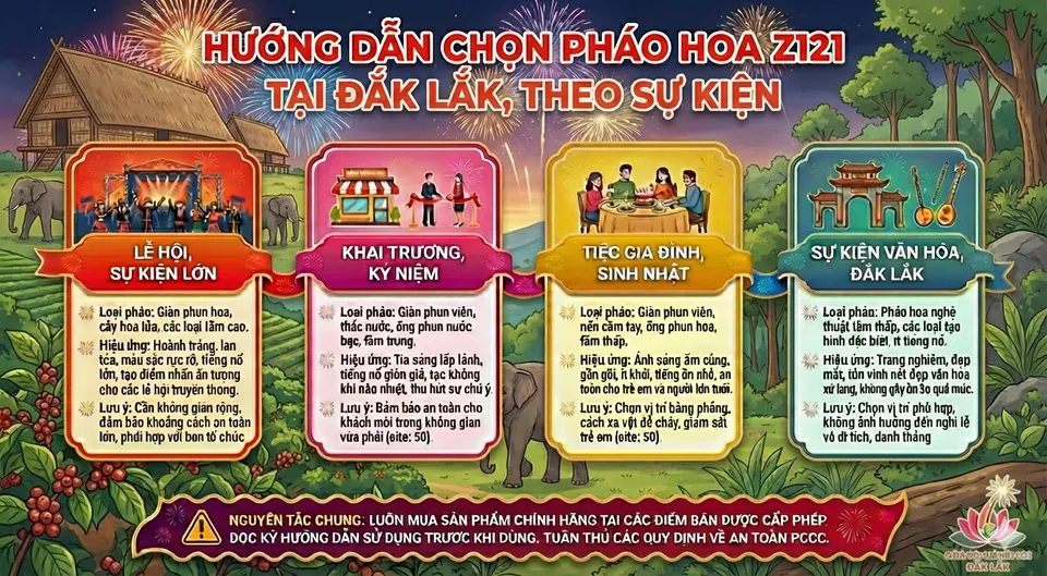 Hướng dẫn lựa chọn pháo hoa theo sự kiện tại Đắk Lắk