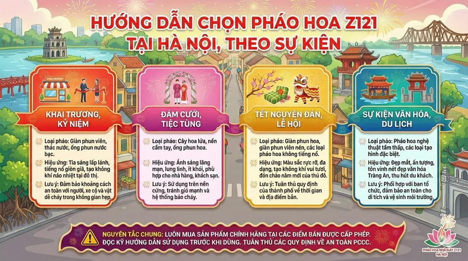 Hướng dẫn lựa chọn pháo hoa theo sự kiện tại Thành phố Hà Nội