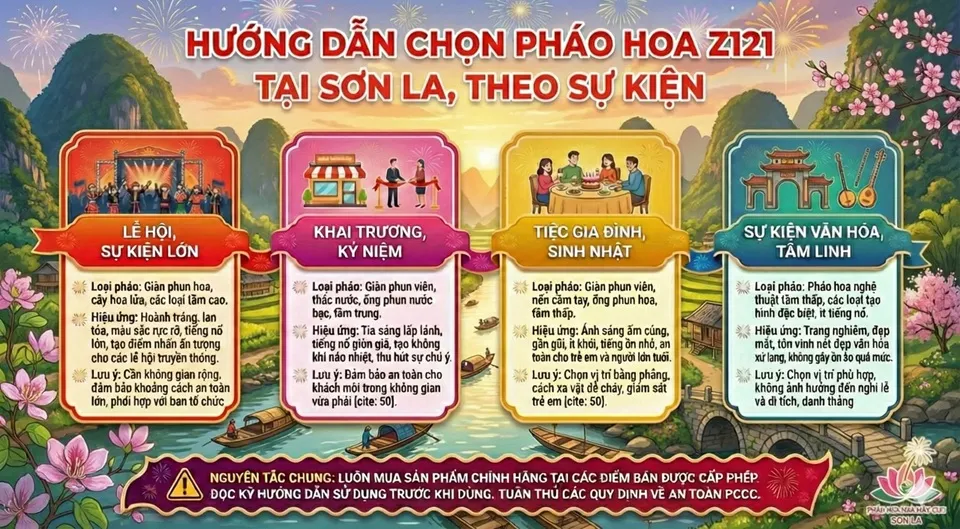 Hướng dẫn chọn pháo hoa Z121 tại Sơn La Hướng dẫn lựa chọn pháo hoa theo sự kiện tại Sơn La