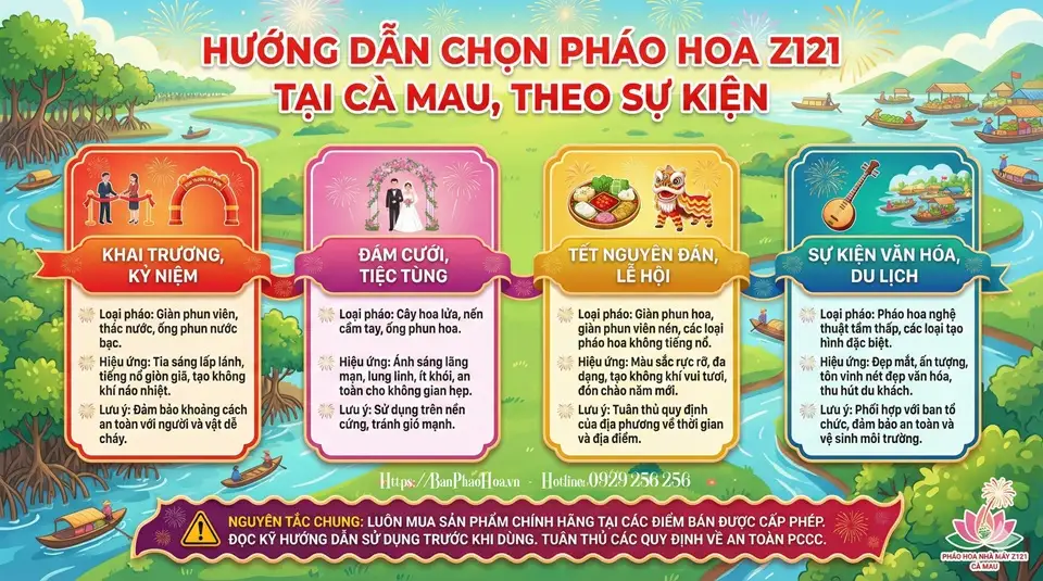 Hướng dẫn chọn pháo hoa Z121 tại Cà Mau Hướng dẫn lựa chọn pháo hoa theo sự kiện tại Cà Mau