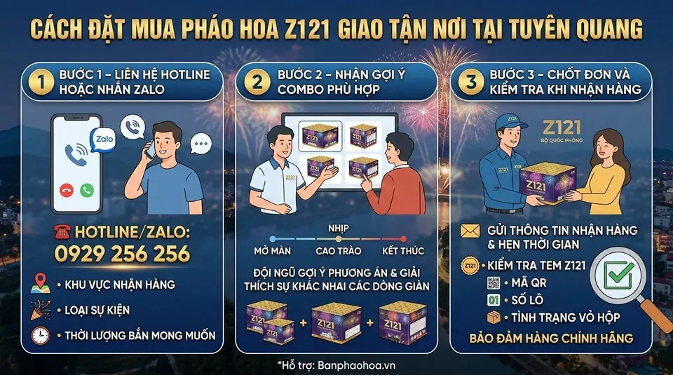 Hướng dẫn đặt mua pháo hoa Z121 tại Cà Mau