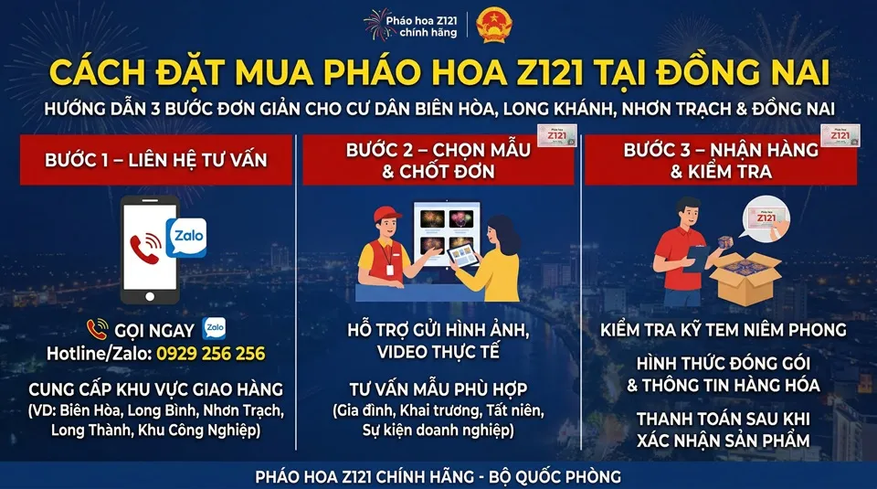 Hướng dẫn các bước mua pháo hoa Z121 tại Đồng Nai