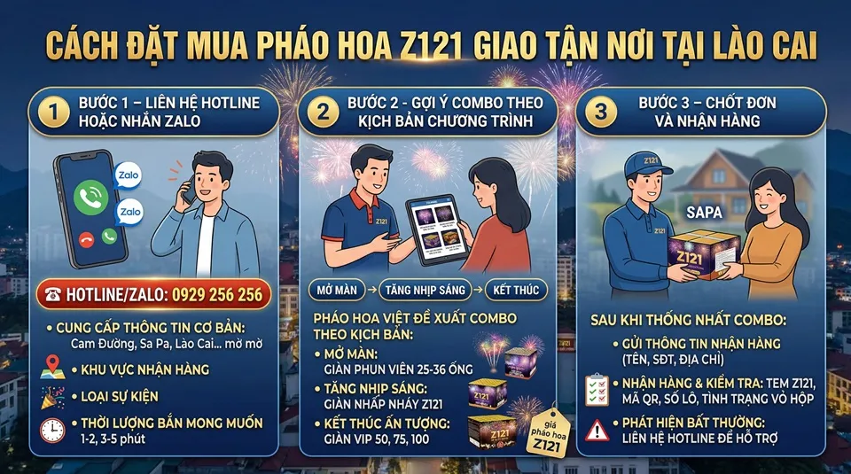 Hướng dẫn đặt mua pháo hoa Z121 tại Lào Cai