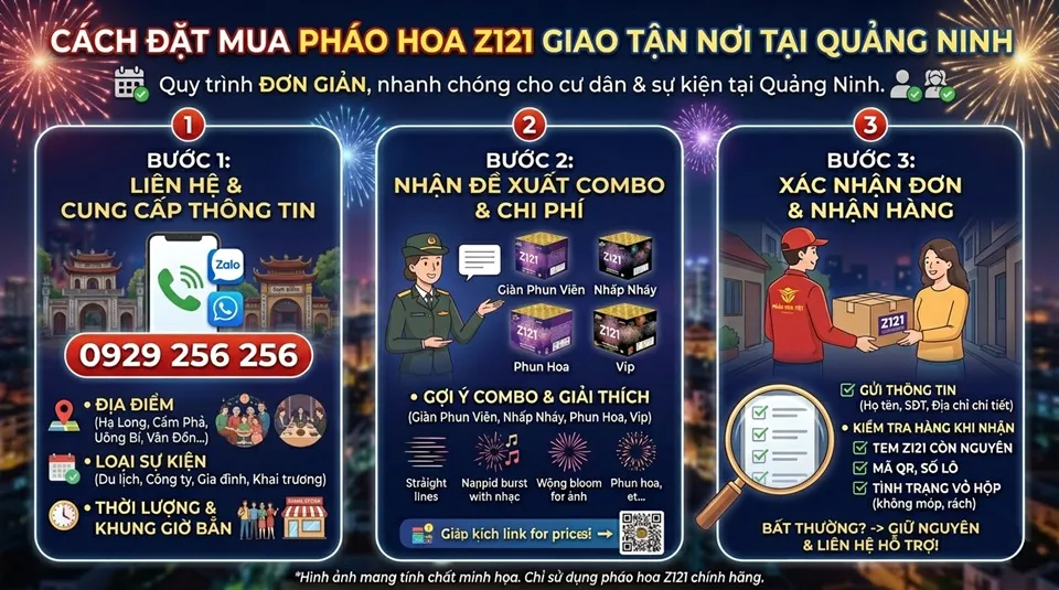 Hướng dẫn đặt mua pháo hoa Z121 tại Quảng Ninh