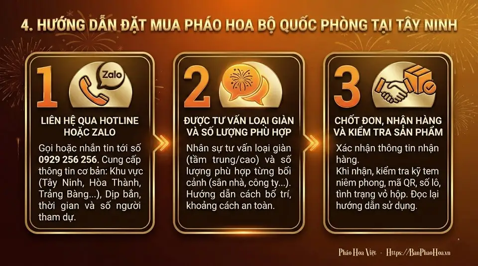 Quy trình mua pháo hoa Bộ Quốc Phòng tại Tây Ninh Hướng dẫn các bước mua pháo hoa Z121 tại Tây Ninh