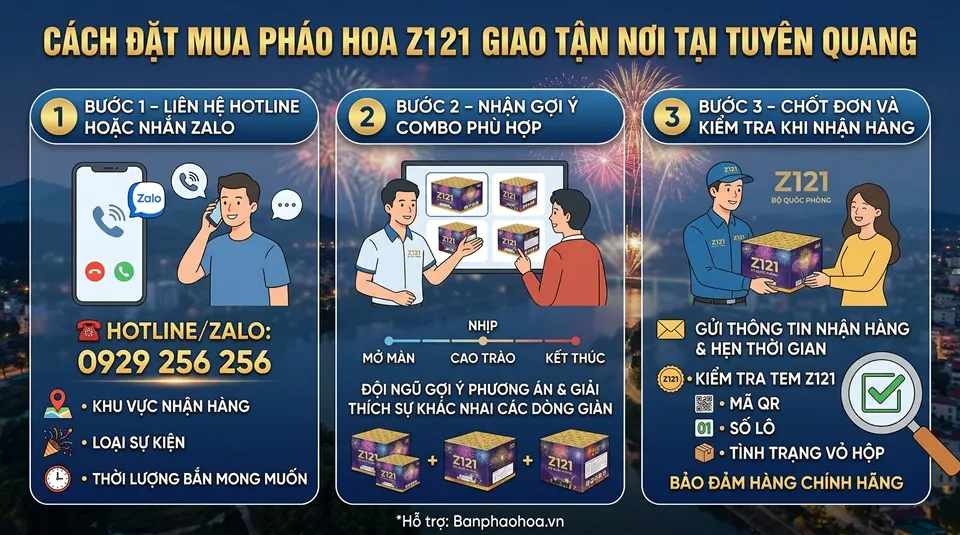 Hướng dẫn đặt mua pháo hoa Z121 tại Tuyên Quang