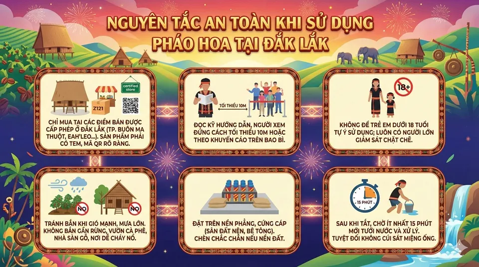 Lưu ý an toàn khi sử dụng pháo hoa Z121 tại Đắk Lắk