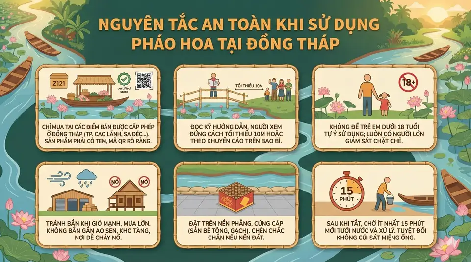 Một số lưu ý an toàn khi bắn pháo hoa Z121 tại Đồng Tháp