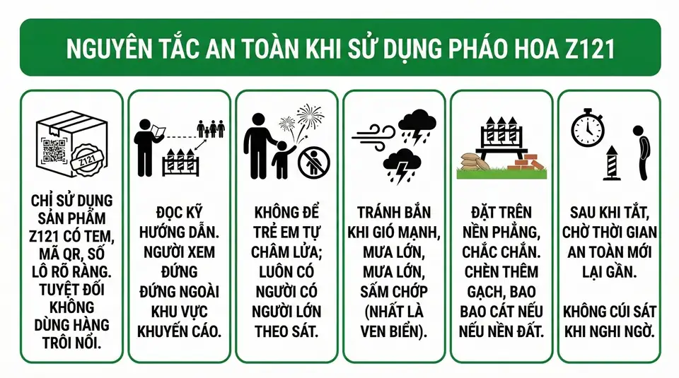 Một số lưu ý an toàn khi bắn pháo hoa Z121 tại Nghệ An