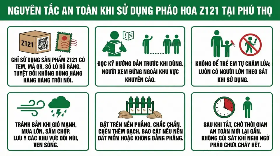 Một số lưu ý an toàn khi bắn pháo hoa Z121 tại Phú Thọ