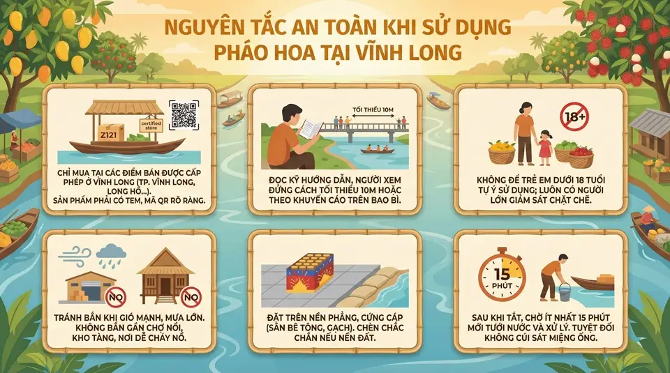 Lưu ý an toàn khi bắn pháo hoa Bộ Quốc Phòng tại Vĩnh Long